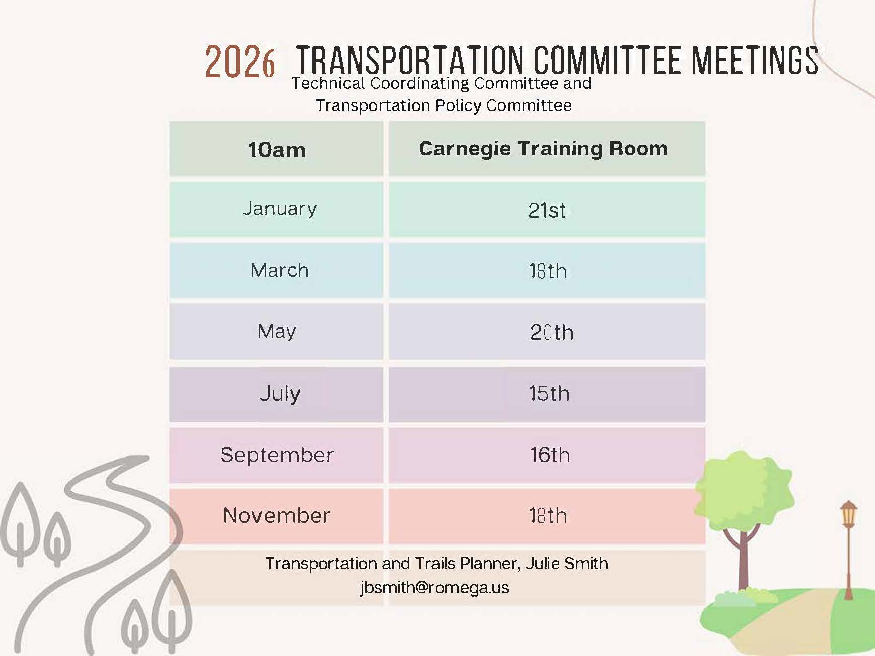 2026 Transportation Committee Meeting Schedule